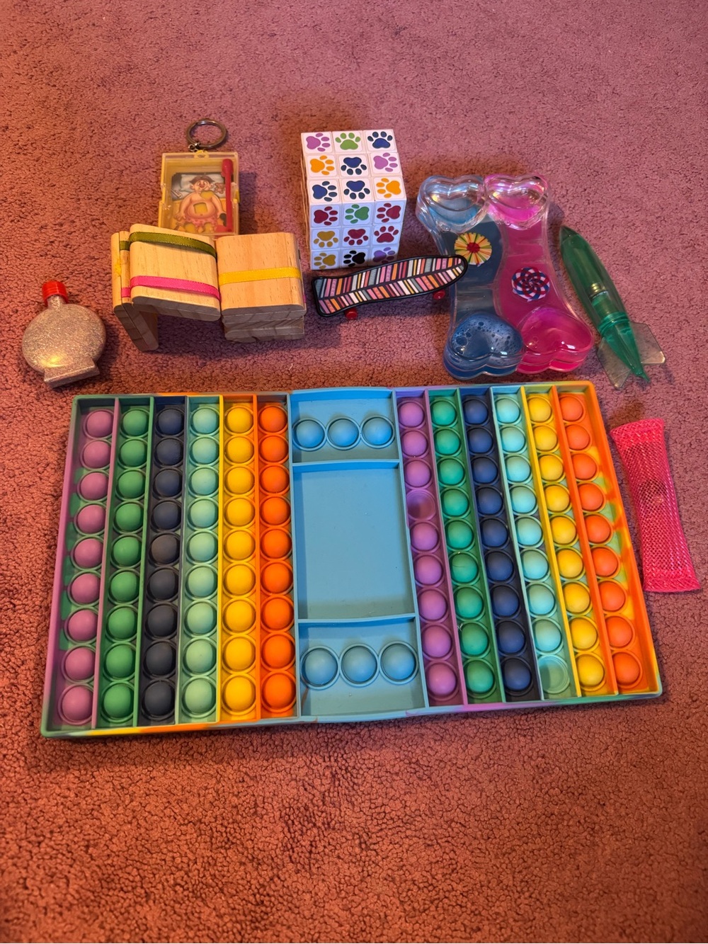 Multi-Color Kids Fidget Pop-It Toy with Assorted Accessories